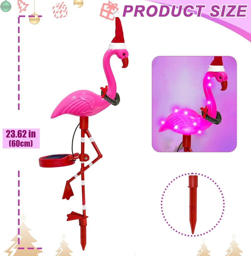 EDOF for Women Solar Garden Lights Christmas Decorations Outdoor Waterproof,2 Packs Solar Flamingo Light,Pink Flamingo Garden Statue,Decorative Lights for Yard Art Patio Porch Lawn - Image 4